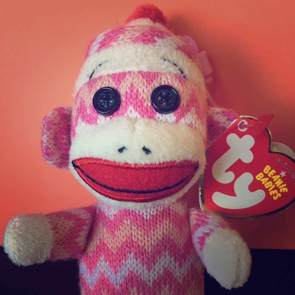 Original TY Beanie Baby Pink Sock Monkey
